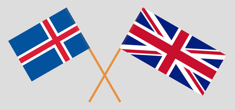The UK and Iceland. British and Icelandic flags