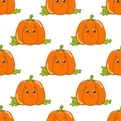 Colored seamless pattern with cute cartoon character. Simple flat vector illustration isolated on white background. Design wallpaper, fabric, wrapping paper, covers, websites.