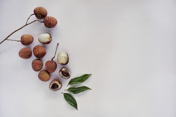 Top view of lychee isolated on white background. © ismiza