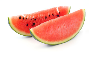 Watermelon slice no seeds isolated on white background