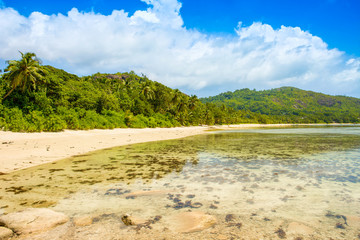 Beautiful tropical landscape of a sandy beach, Seychelles