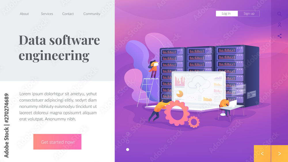 Wall mural bid data developer career, big data engineer, data science and jobs concept. website homepage header