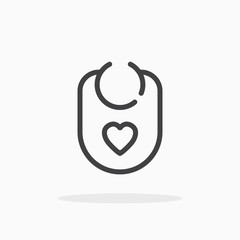 Baby bib icon in line style. Editable stroke.