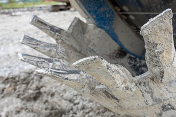 Close up of bucket wheel excavator