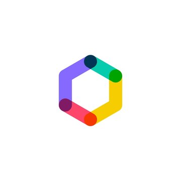 abstract hexagon overlapping logo vector icon illustration