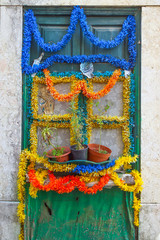 Lisbon narrow street and houses