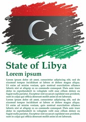 Flag of Libya, State of Libya. Template for award design, an official document with the flag of Libya. Bright, colorful vector illustration.