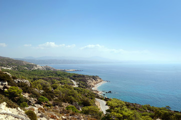 Rocky coastline of the Aegean coast, Greece.