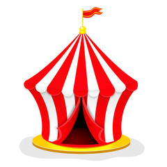 Circus tent with flag. Carnival.