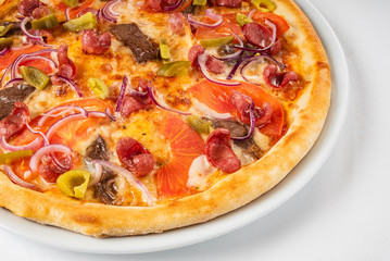 pizza on the white background