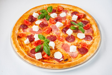 pizza on the white background