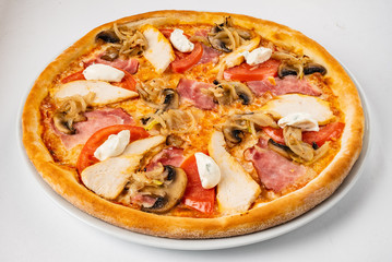 pizza on the white background