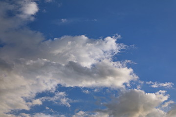 Blue sky with white cloud closeup background and texture