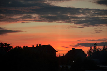 Late in the evening at sunset