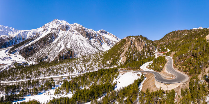 View of road passing through mountain in Switzerland