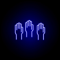 Elections statistics hands icon in neon style. Signs and symbols can be used for web, logo, mobile app, UI, UX