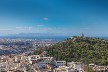 Naklejka premium Panorama of the city of Athens, with the sea in the background