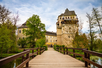 Fototapeta na wymiar Medieval Blatna Castle in Czech Republic during spring season, Czech republic