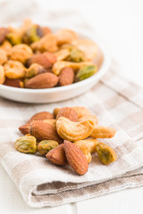 Spicy flavoured nuts. Mix of nuts.