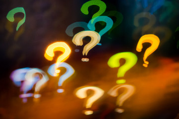 question mark Bokeh pattern on dark background