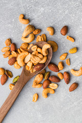 Spicy flavoured nuts. Mix of nuts.