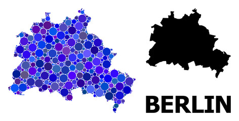 Blue Circle Mosaic Map of Berlin City