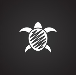 Sea turtle icon on background for graphic and web design. Simple illustration. Internet concept symbol for website button or mobile app.