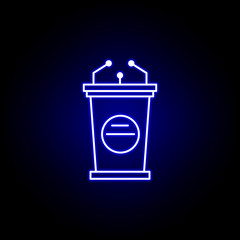 Elections speech icon in neon style. Signs and symbols can be used for web, logo, mobile app, UI, UX