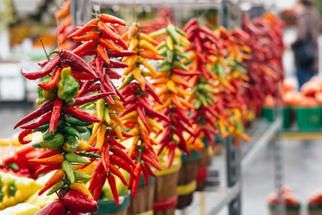 red chili peppers at the market