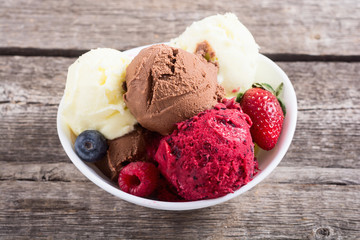 Mix of ice cream ball