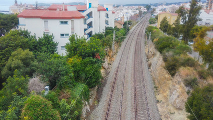Obraz premium Train railway track near of Barcelona. Spain