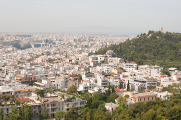 Fototapeta na wymiar View of Athens from Acropolis hill, Greece.