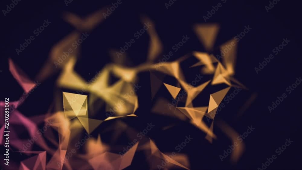 Poster abstract geometric motion background in red color tones. triangular elements. cinematic look. shallo