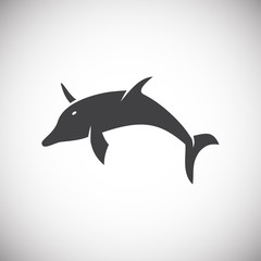 Dolphin icon on background for graphic and web design. Simple illustration. Internet concept symbol for website button or mobile app.