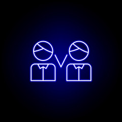 Elections debate men icon in neon style. Signs and symbols can be used for web, logo, mobile app, UI, UX