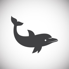 Dolphin icon on background for graphic and web design. Simple illustration. Internet concept symbol for website button or mobile app.