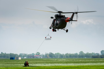 Fototapeta na wymiar rescue exercises using a helicopter