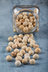 Almond candies.Colorful candies background top view, almond sweets. Sugar Feast, (Feast of Ramadan) Ramadan concepts.