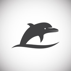 Dolphin icon on background for graphic and web design. Simple illustration. Internet concept symbol for website button or mobile app.