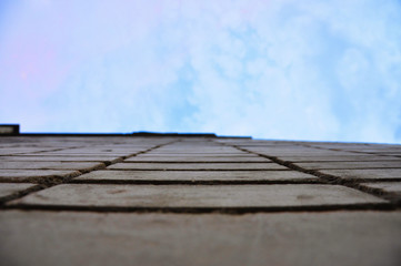 Fototapeta na wymiar brick wall and sky