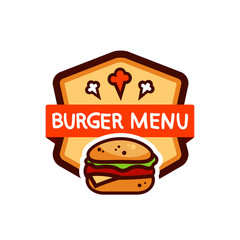 burger tasty emblem design isolated vector illustration