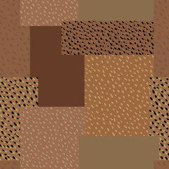 Seamless vector background. Squares and speckled rectangles