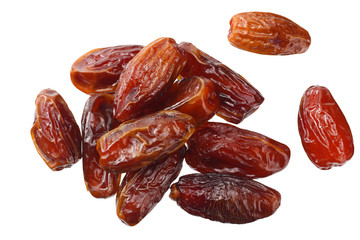 date fruit isolated on white background. top view