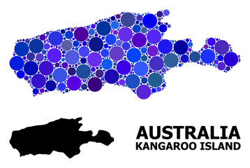 Obraz premium Blue Round Dot Mosaic Map of Kangaroo Island