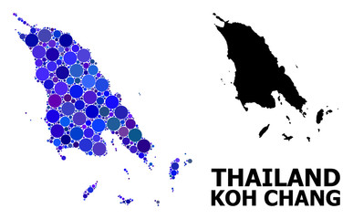 Obraz premium Blue Circle Mosaic Map of Koh Chang