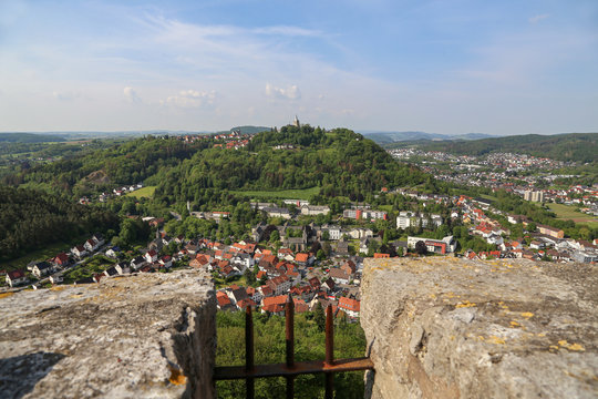 View from the Bilstein Tower to Marsberg, Germany.