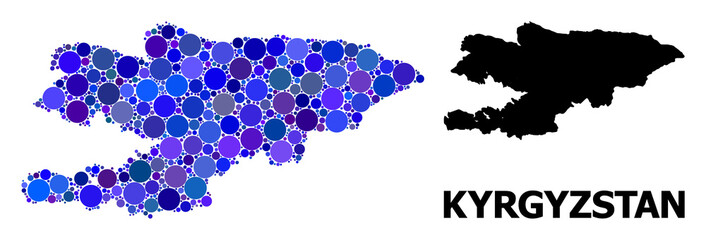 Obraz premium Blue Round Dot Mosaic Map of Kyrgyzstan