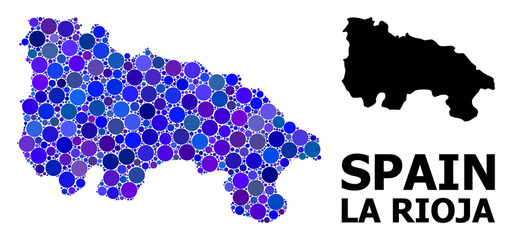 Obraz premium Blue Circle Mosaic Map of La Rioja Spanish Province