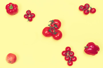 Composition of red vegetables and fruits