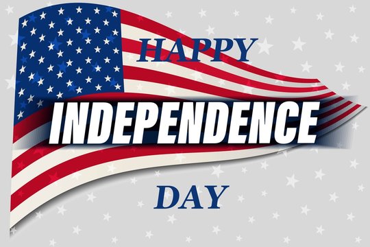 Happy Independence Day Fourth of July, greeting card on a light star background. Vector illustration